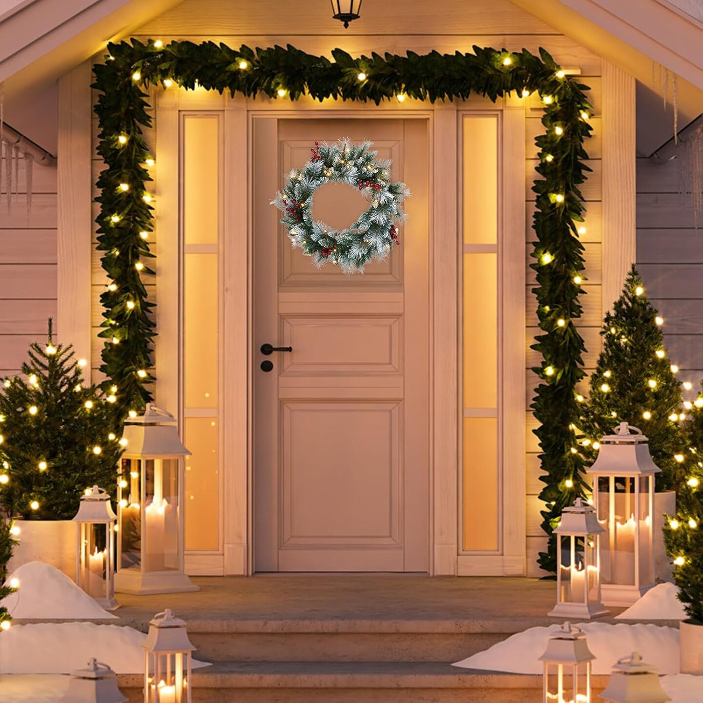 24in Prelit Christmas Wreath (Multicolored) 6"D x 24"W x 48"H