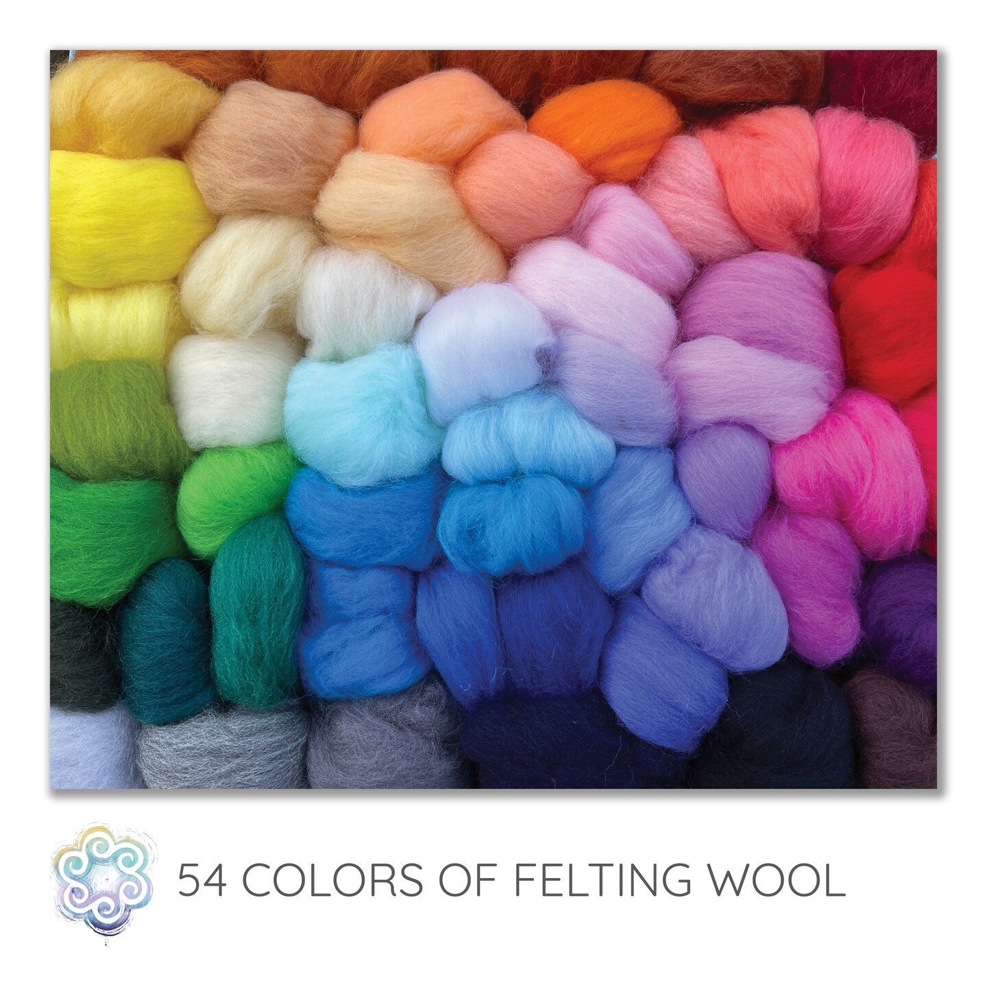 Extra Large Needle Felting Starter Kit Includes 54 Premium Wool Colors, 100G Core Wool, 50 Needles and Tools, Text and Video Guide. Craft Kit for Beginners, Kids and Adults