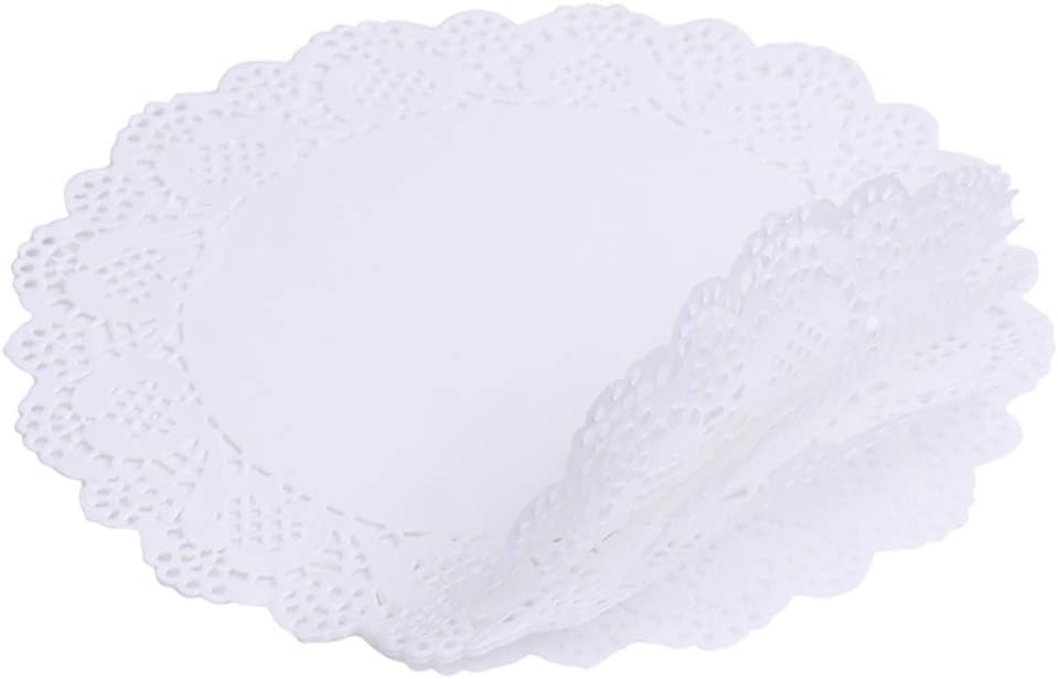 White Lace Paper Doilies - 6 inch Round Paper Doilies - Disposable Paper Placemats - for Wedding, Birthday, Cakes, Desserts, Tableware Food Decoration, Pack of 100