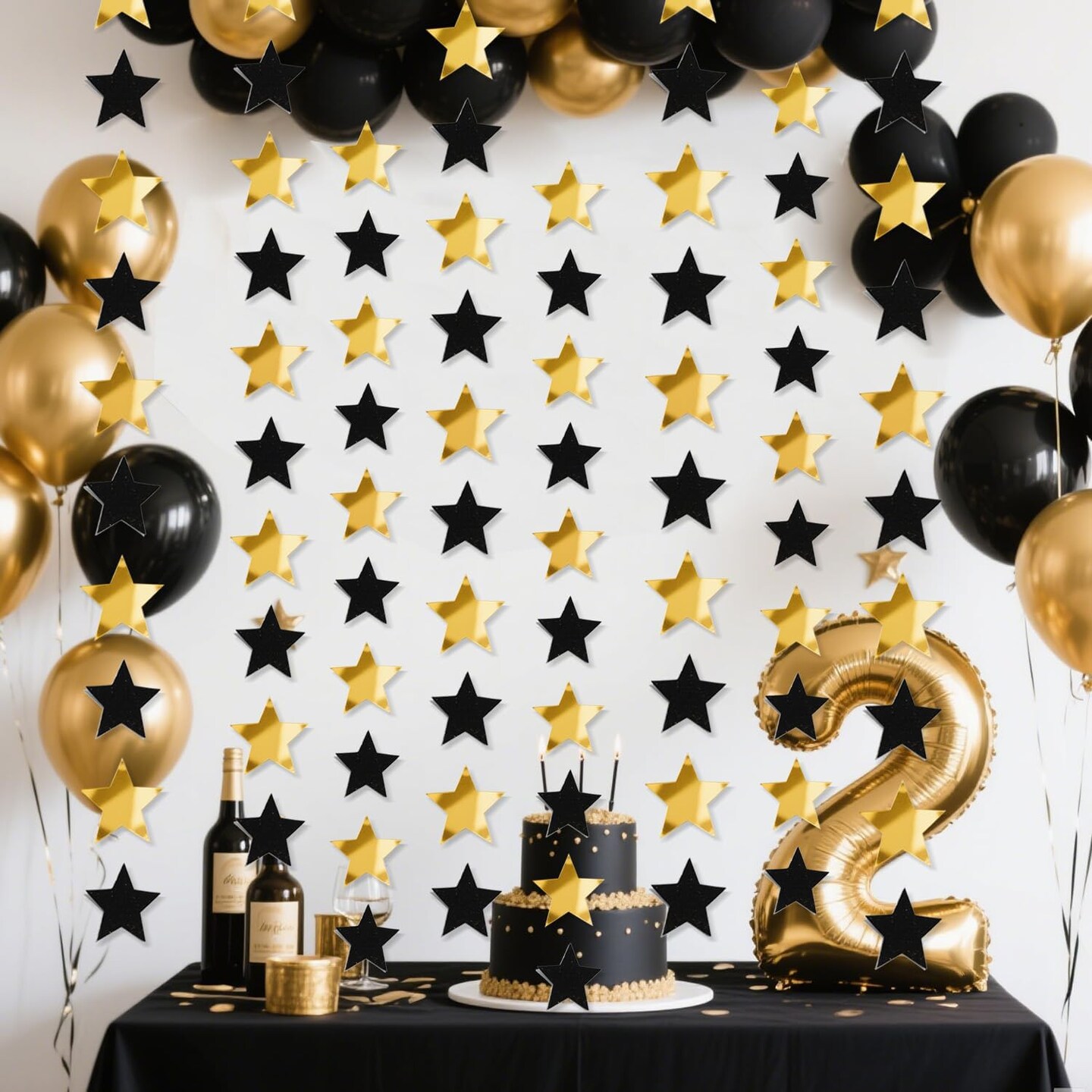 Gold Black Star Hanging Garlands Party Decorations