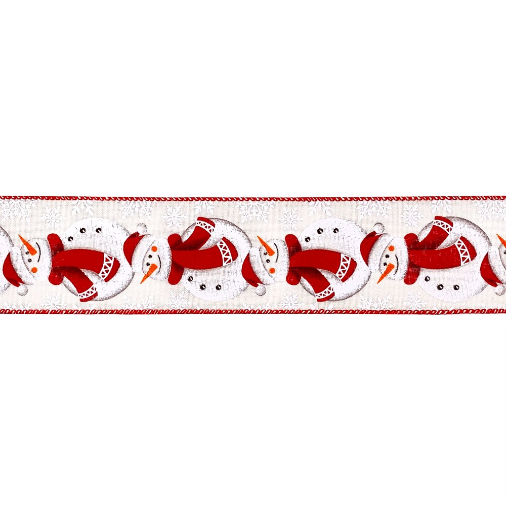 Designer&#x2019;s Shop WR 63-5174 Christmas Holiday Snowman wired edge ribbon 2.5&#x201D; x 10 yard