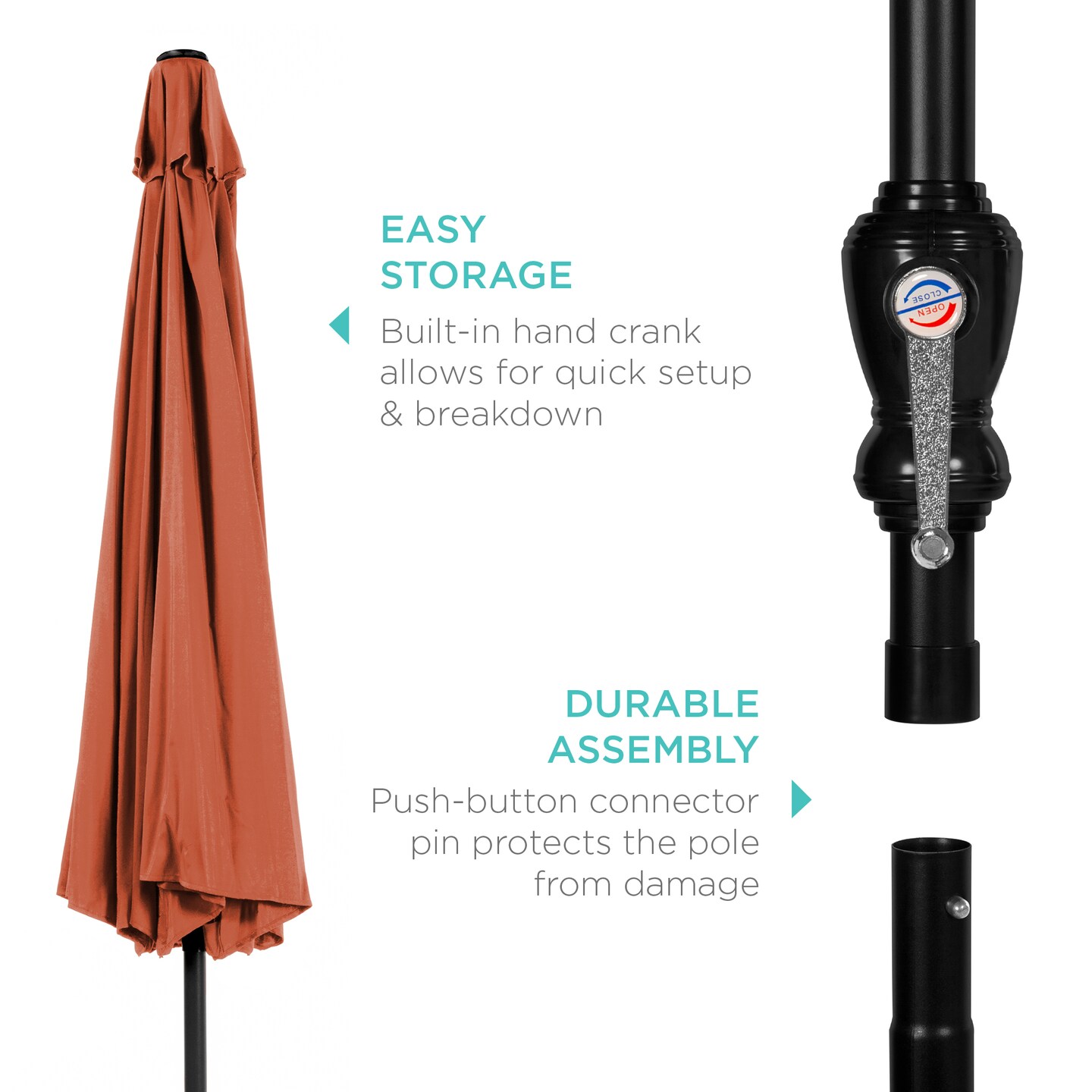 Best Choice Products 10ft Outdoor Steel Market Patio Umbrella w/ Crank, Tilt Push Button, 6 Ribs