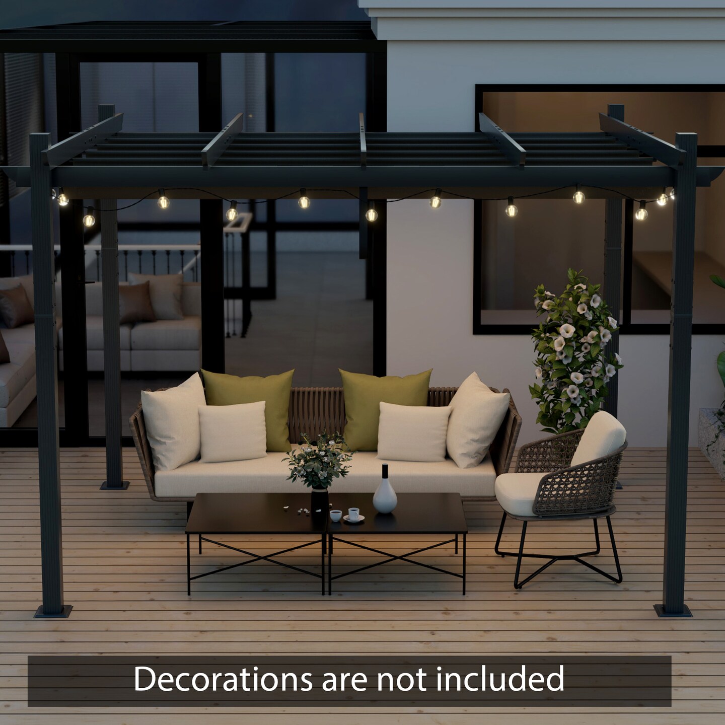 Retractable Pergola with Aluminum Frame and Trellis