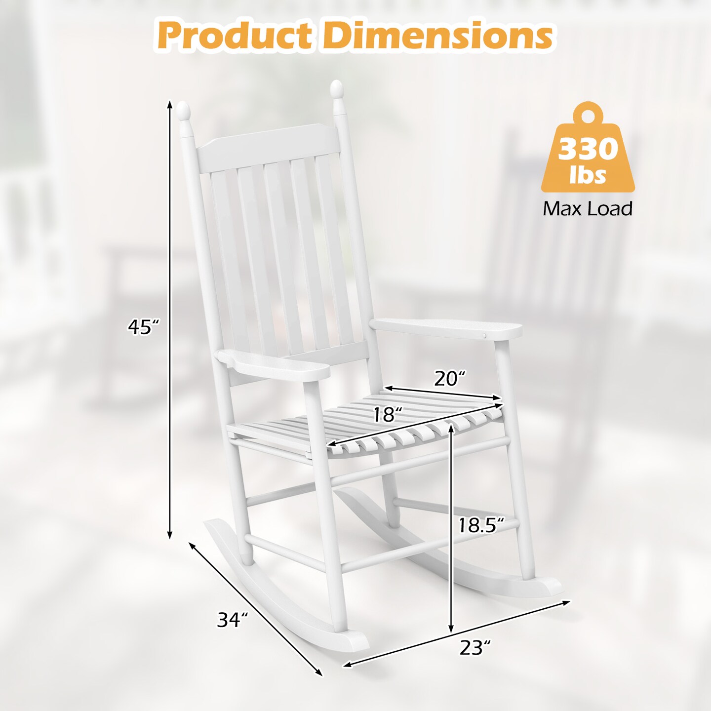 Acacia Wood Rocking Chair with Ergonomic Seat &#x26; Gentle Rocking Motion
