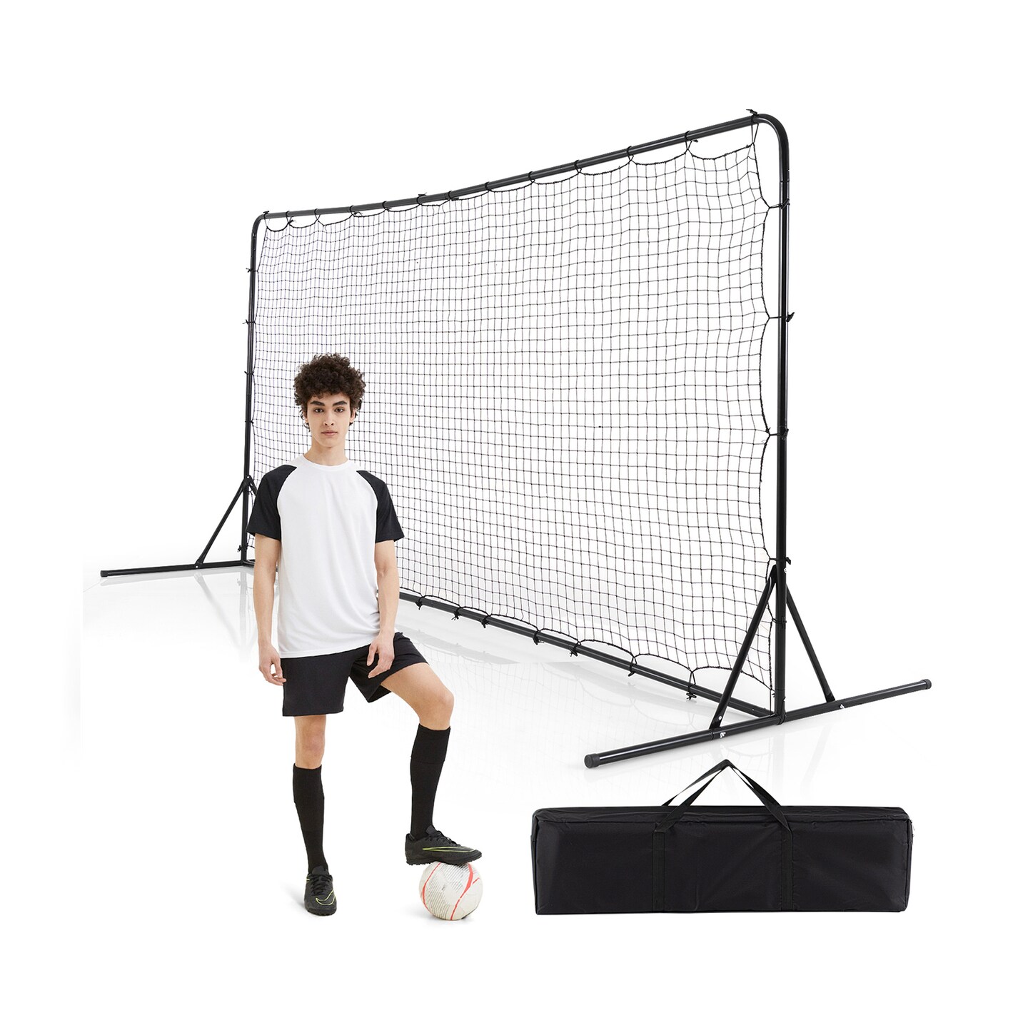 12x6 Feet Soccer Rebounder Net with Metal Pipes and 6 U-Shaped Ground Stakes Perfect Gift for Kids