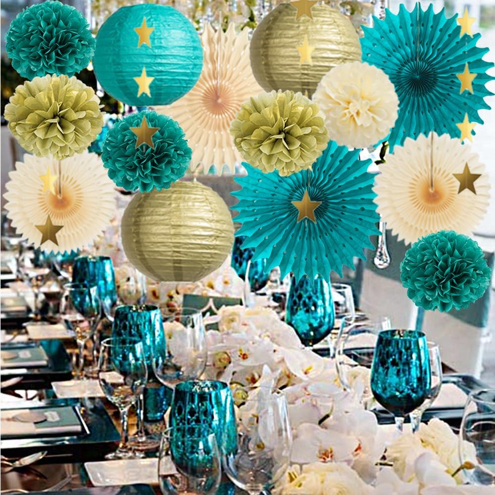 Teal and Gold Party Decorations Teal