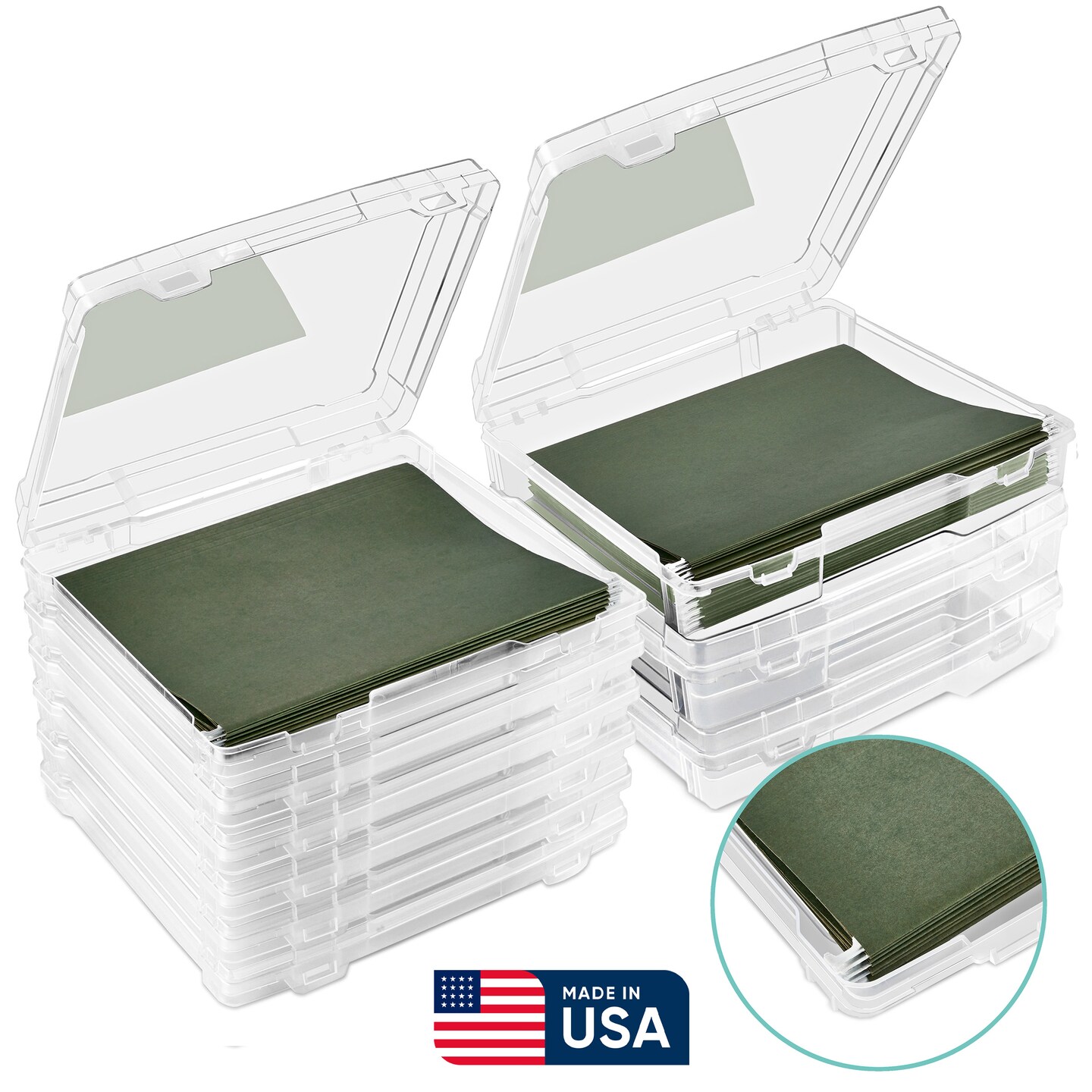 Sorbus Art Supplies Storage Containers - Clear Plastic Stackable Storage Box with Snap-Tight Closures for Crafts, Board Games, Photos - Made in the USA
