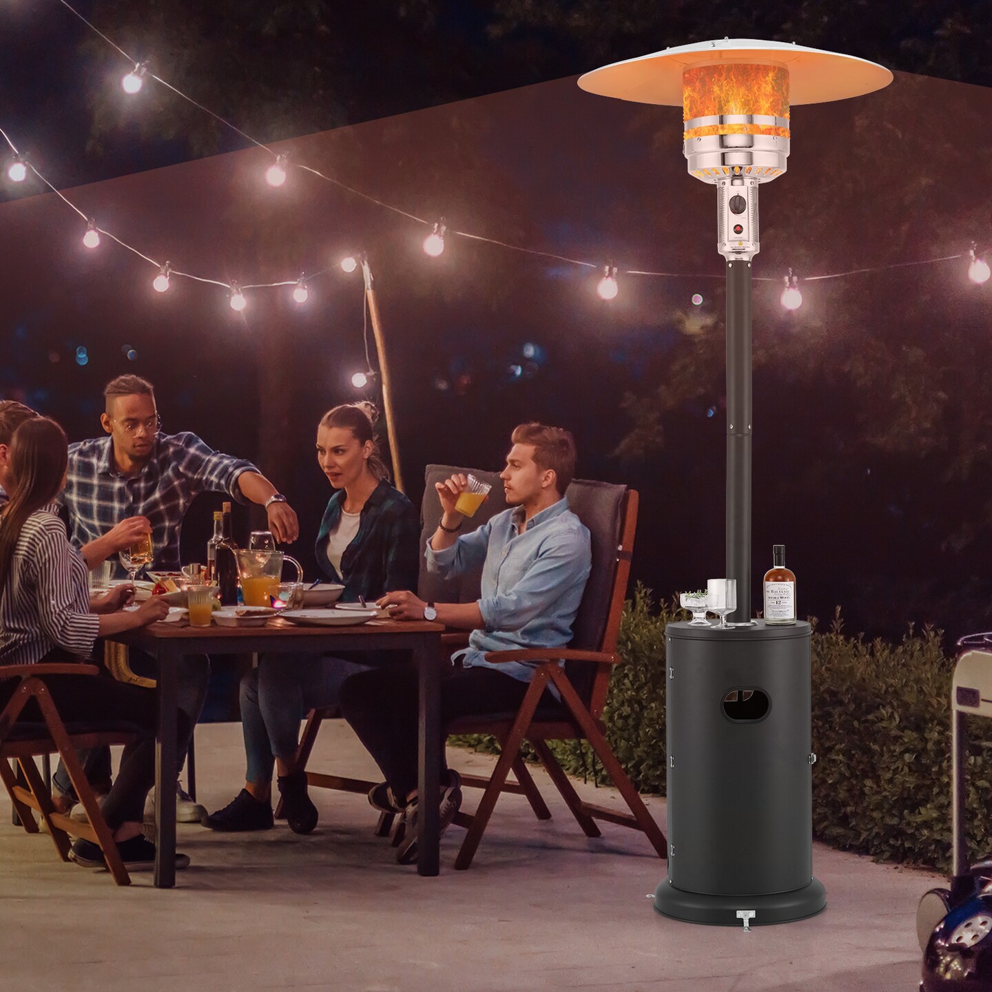 50000 BTU Round Table Design Propane Heater with Adjustable Temperature Knob Perfect for Outdoor Gatherings