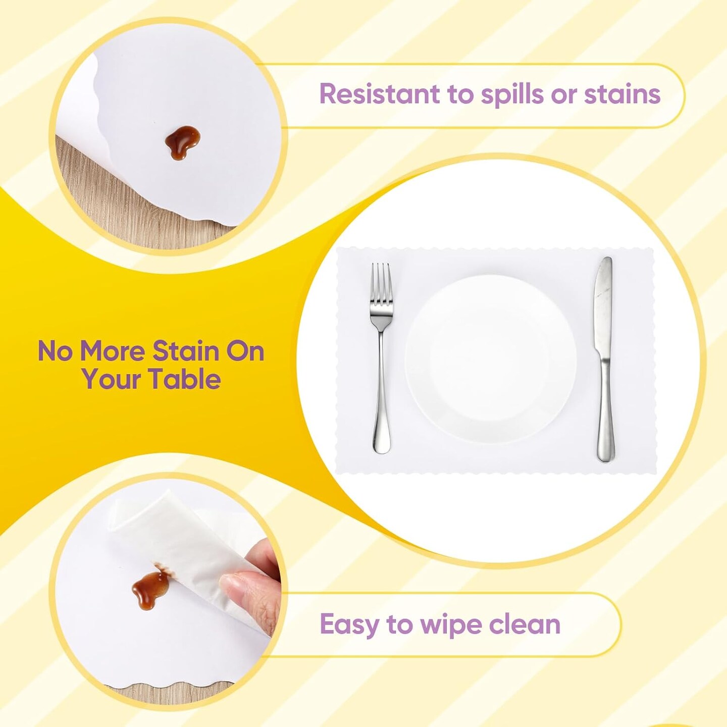 200 Pcs Paper Placemats Disposable Table Placemat Scalloped Edges Blank Table Mats Bulk Place Mat