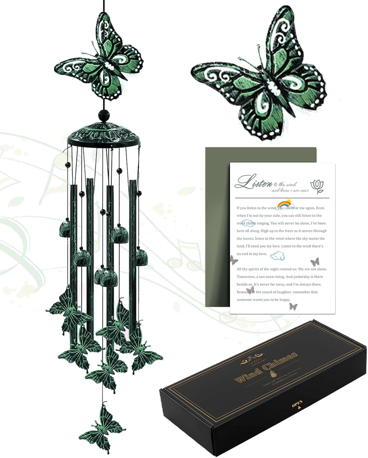 Wind Chimes for Outside, 33&#x22; Butterfly Wind Chimes Outdoor, Gifts for Women Mom Grandma Birthday