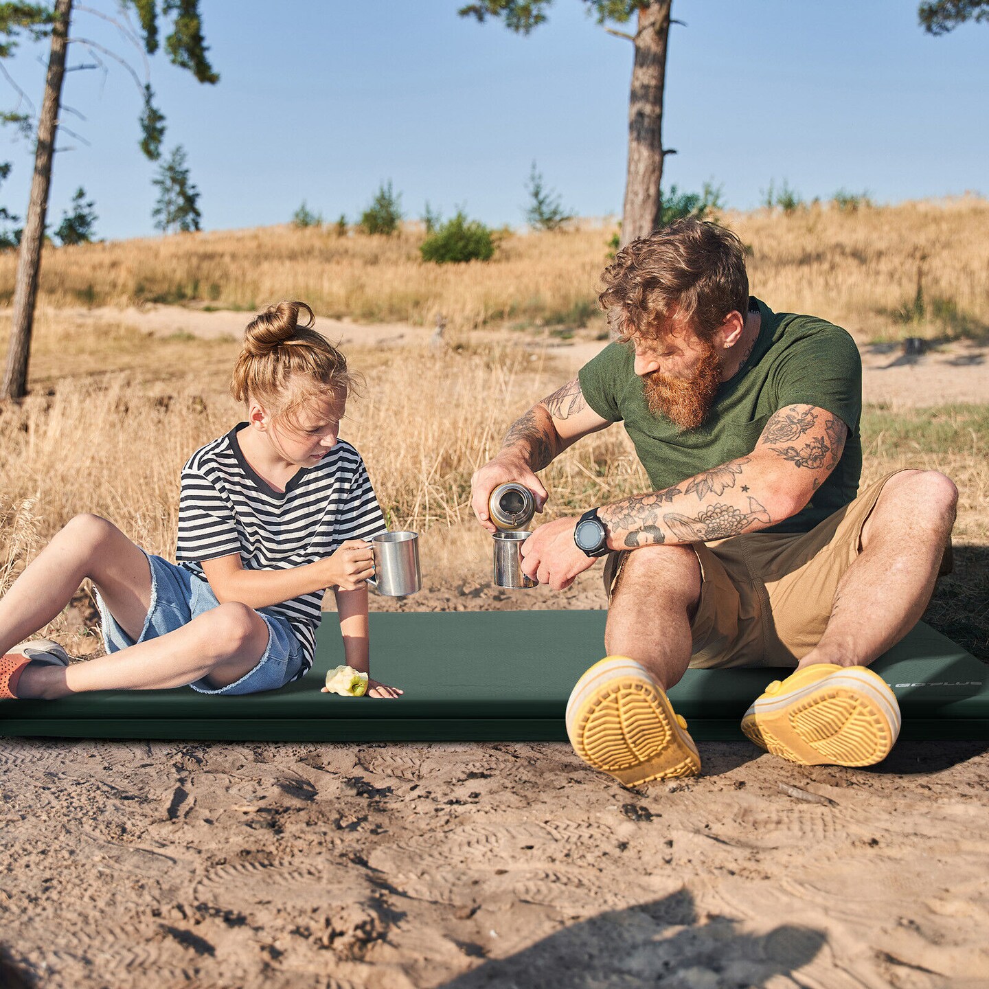 Foam Camping Mattress with Self-Inflation, Waterproof Fabric and Pillow