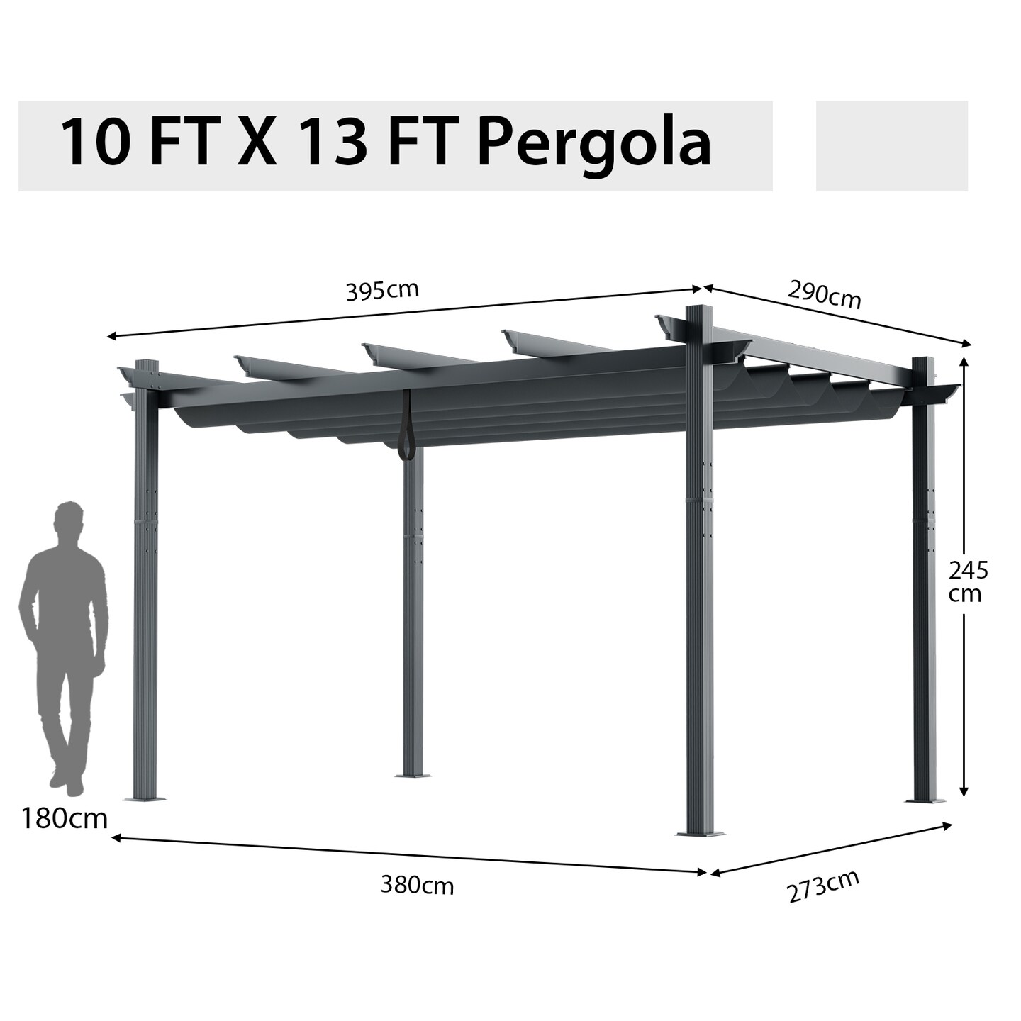 Retractable Pergola with Aluminum Frame and Sun Shelter
