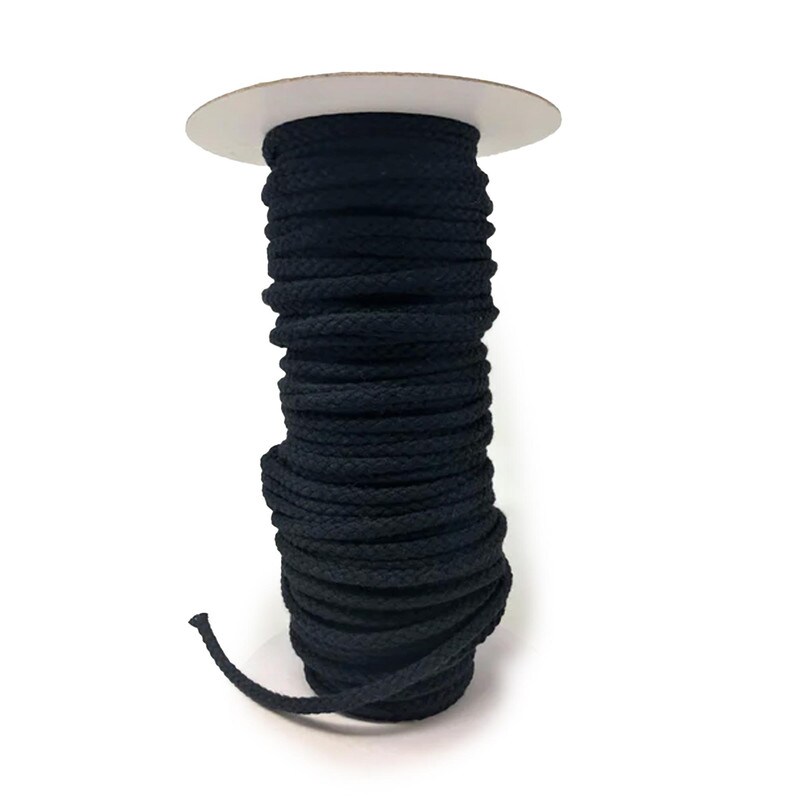 1/4 Inch Round Polyester Drawstring Cord Black White By the Yard