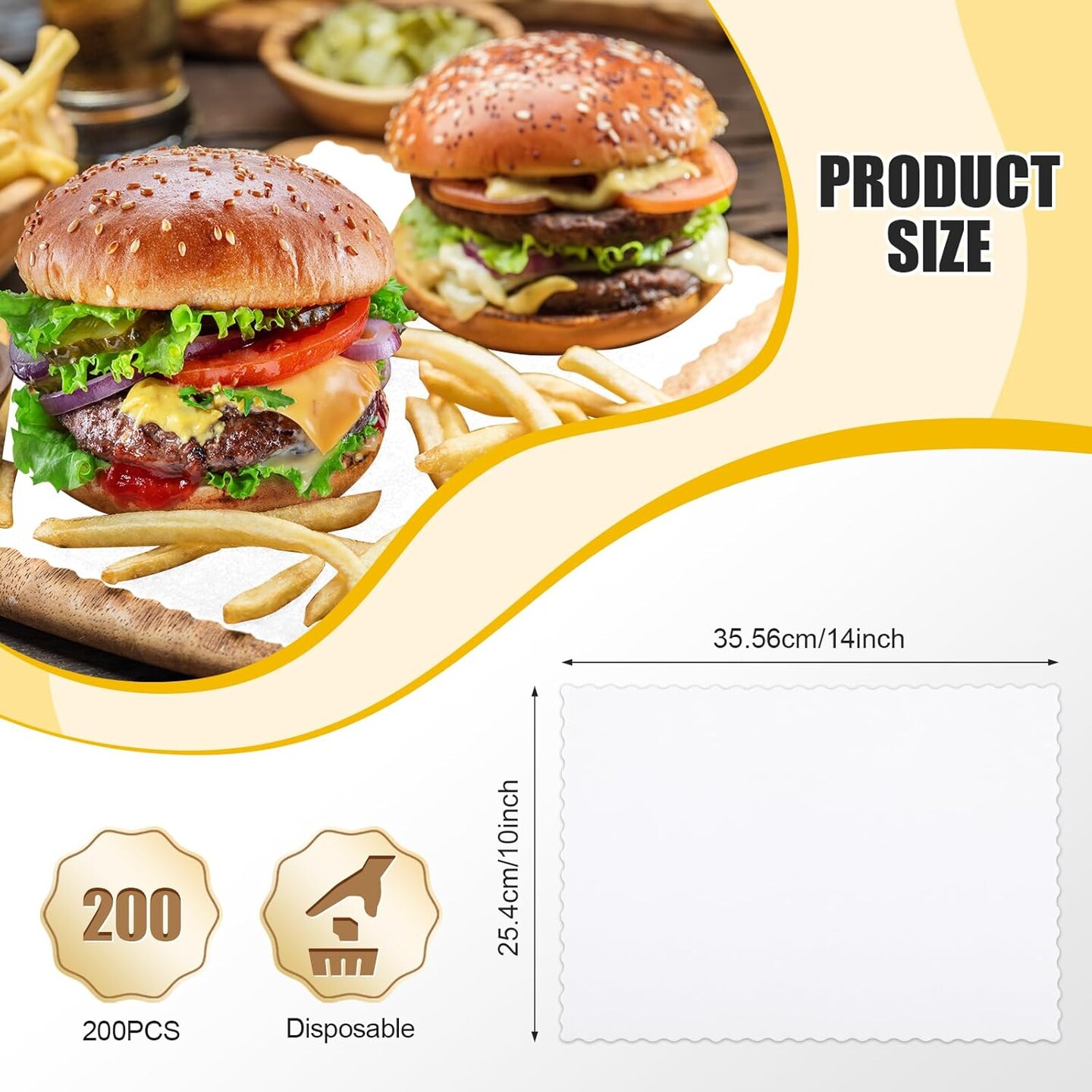 200 Pcs Paper Placemats Disposable Table Placemat Scalloped Edges Blank Table Mats Bulk Place Mat
