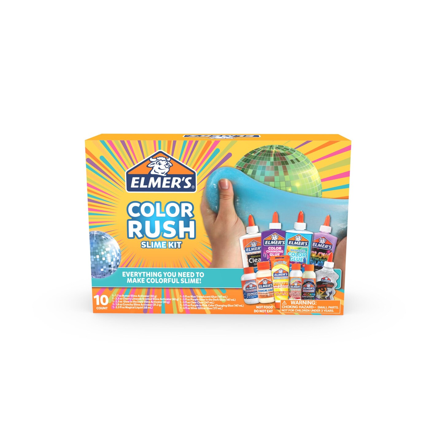 Color Rush Slime Kit, Includes Liquid Glue, Activator, Makes Color Changing, Glow in The Dark, Butter Slime and More, 10 Piece Kit - Perfect for Birthday Parties, Gift Idea, Kids Activity