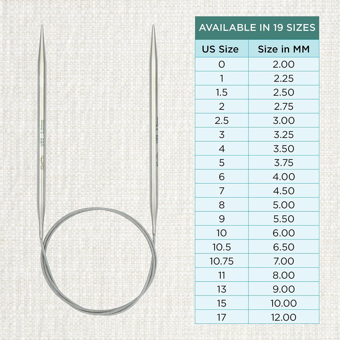 KnitPro Stelo Lace Fixed Circular Knitting Needles 24" Size 0 - 17
