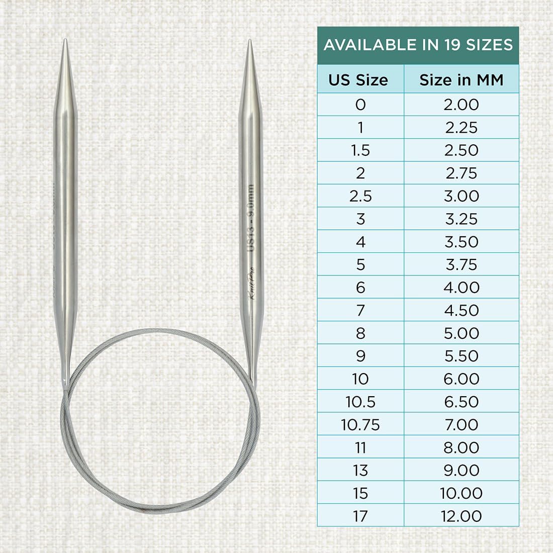 KnitPro Stelo Lace Fixed Circular Knitting Needles 32" Size 0 - 17