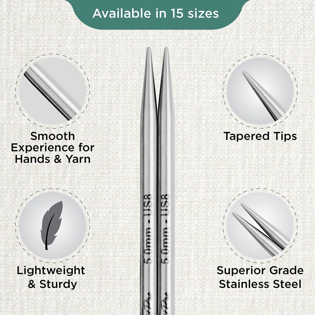 KnitPro Stelo Interchangeable Circular Knitting Needles 5" (13cm) Size 2.5 - 17