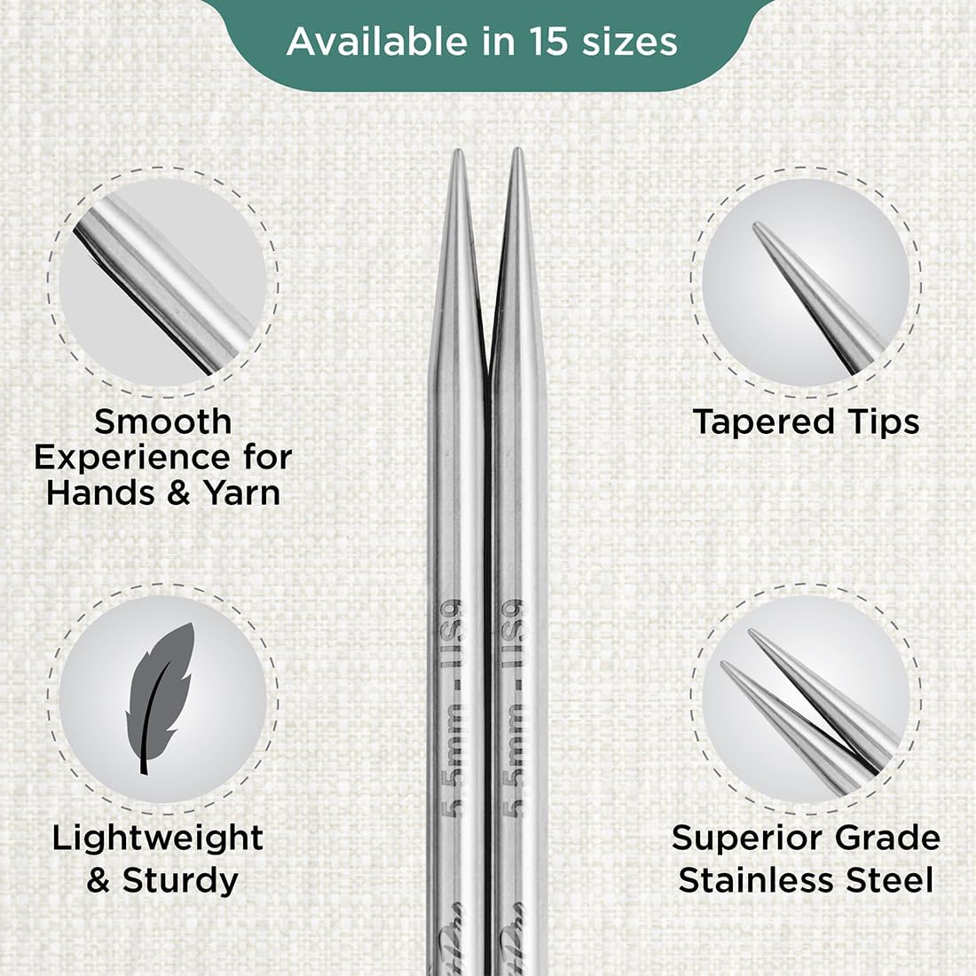 KnitPro Stelo Interchangeable Circular Knitting Needles 5" (13cm) Size 2.5 - 17