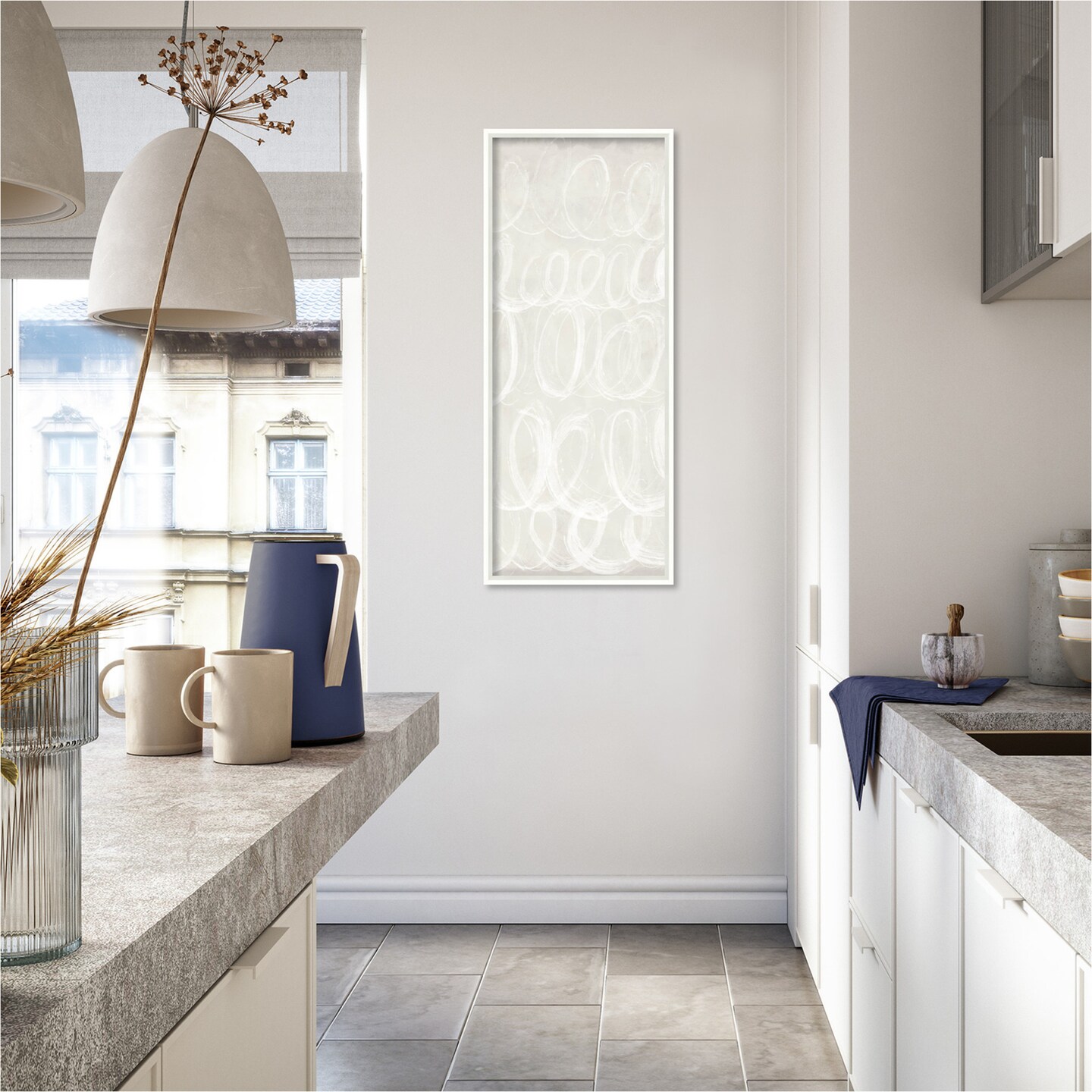 Amanti Art Framed Fabric Pinboard Calming Thoughts I Printed Bulletin Board for Use as a Vision Board or Wall Organization