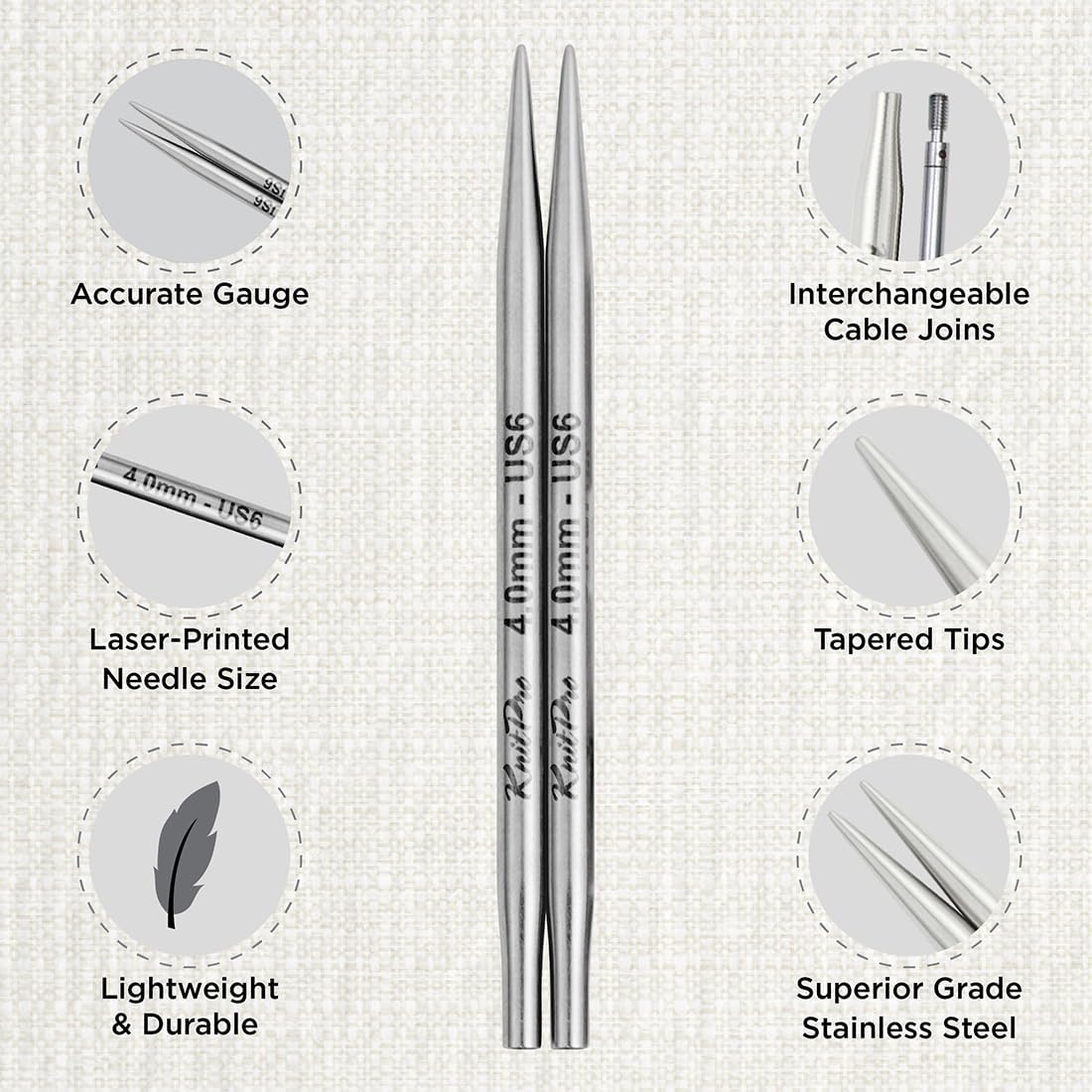 KnitPro Stelo Midi Special Interchangeable Knitting Needle Set 4" (10cm)