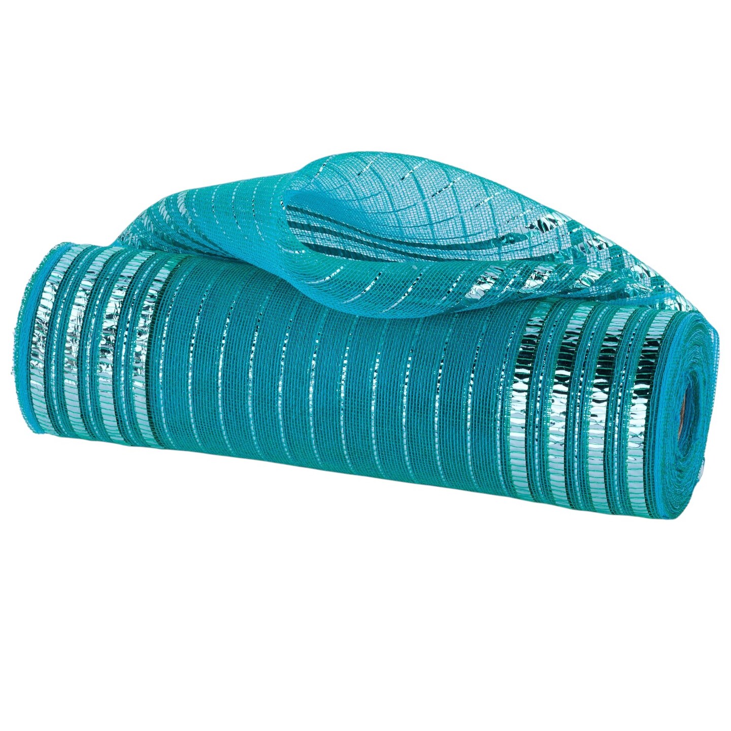 Deco Poly Mesh: 10" Teal Green Metallic Stripe Mesh - 10 Yards - For Bows, Wreaths, Crafts, and Decorations - Sports, Christmas, Holidays, Spring, Summer