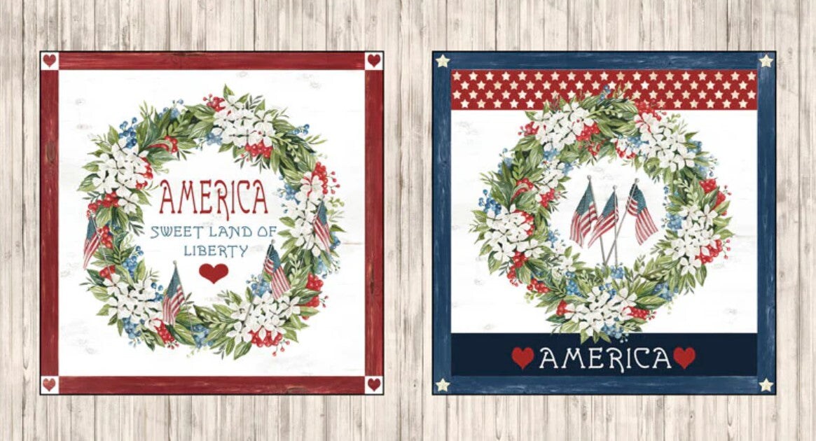 P & B Textiles Farmhouse Americana Patriotic Wreath Pillow Panel