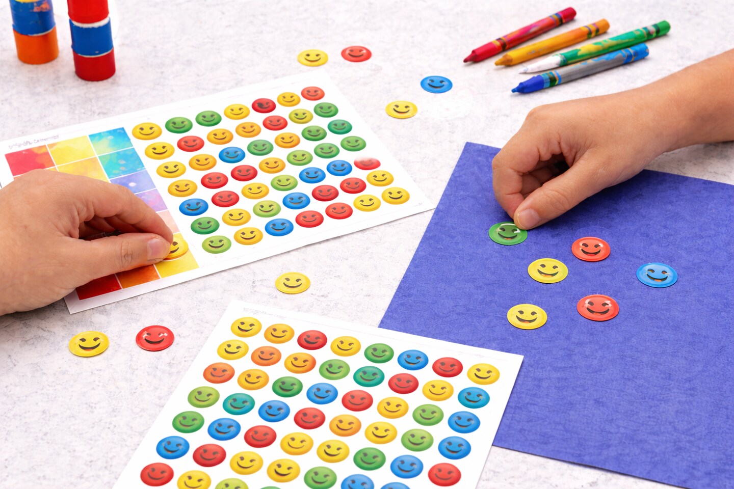 Happy Smileys Stickers 3/4 Inch – 480 Pack Reward Stickers, 10 Sheets for Classrooms & Crafts