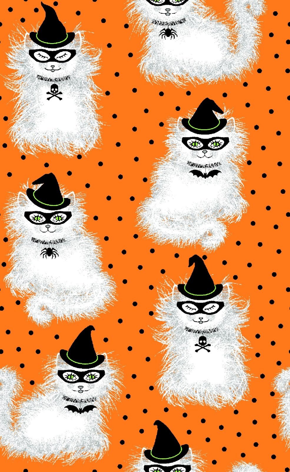 Fabric Traditions Halloween Spell on You Cats on Orange 100% Cotton Price per Yard
