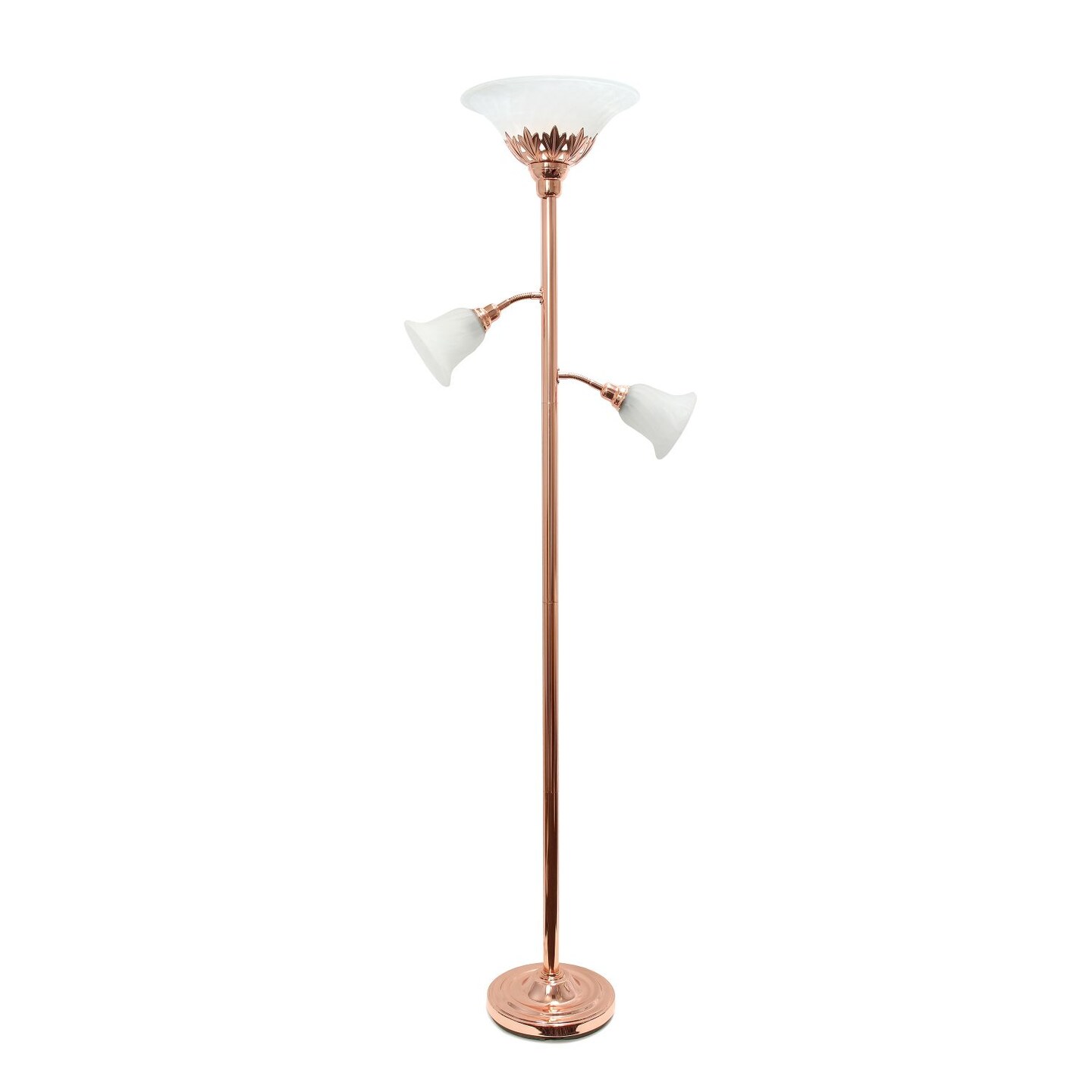 Mod Lighting and Decor Torchiere Floor Lamp with Two Reading Lights - 71" - Rose Gold