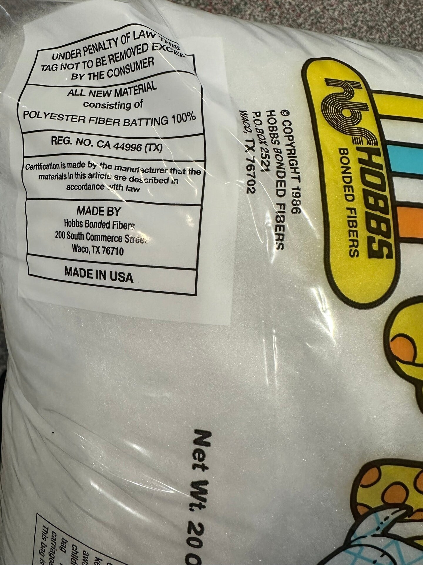 Hobbs Polyester Fiberfill-20oz Bag-Premium Polyester Fiberfill for Crafting &#x26; Stuffed Animals-*Includes Shipping