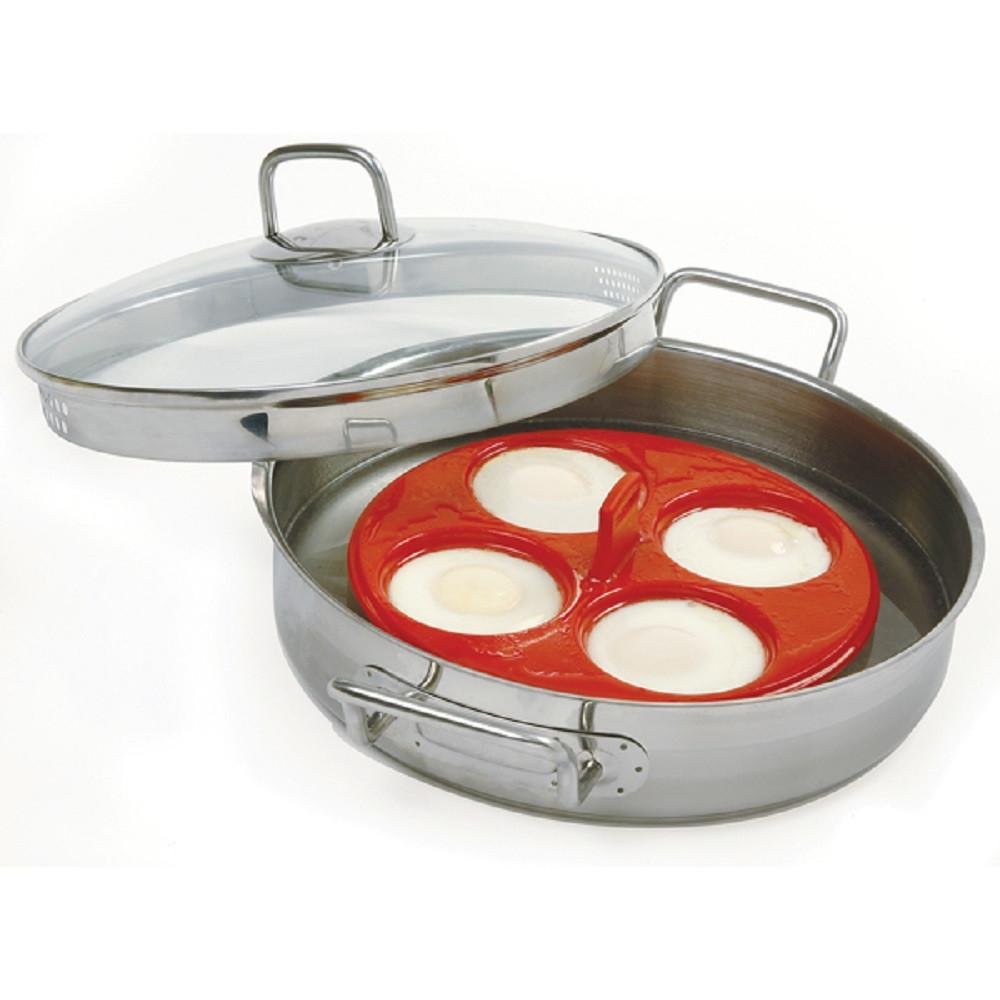 Norpro Nonstick Silicone 4 Egg Poacher - Fits 9 to 12&#x22; Skillets