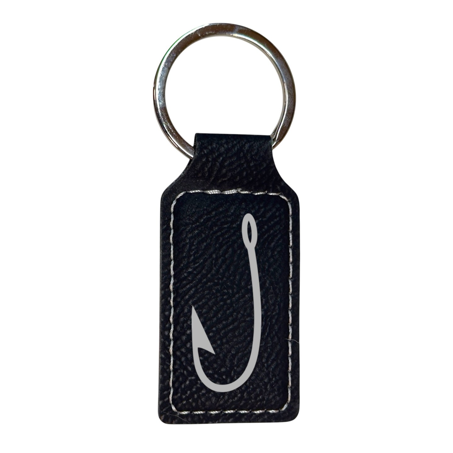 Keychain - Rectangle - Fish Hook - Leather