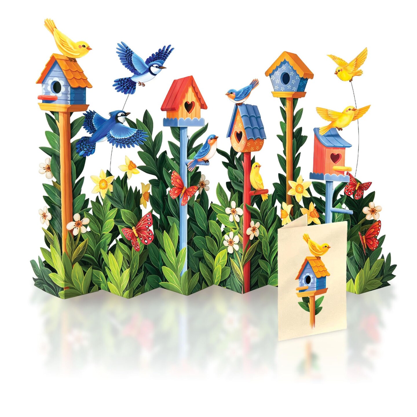 Freshcut Paper Pop Up Cards, Birdhouse Garden, 12 Inch Life Sized Forever Flower Bouquet 3D Popup Greeting Card, Birthday Cards, Thank You Card, Blank Notecard & Envelope