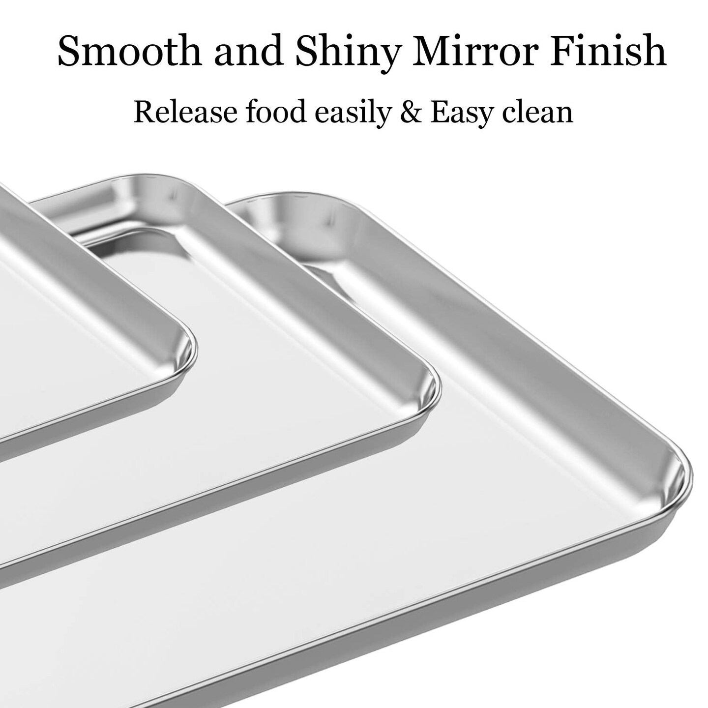Baking Sheet Set of 3, Stainless Steel Cookie Sheet Cooking Sheet Pan for Baking & Roasting, 9/12/16 Inch, Non Toxic & Heavy Duty & Easy Clean