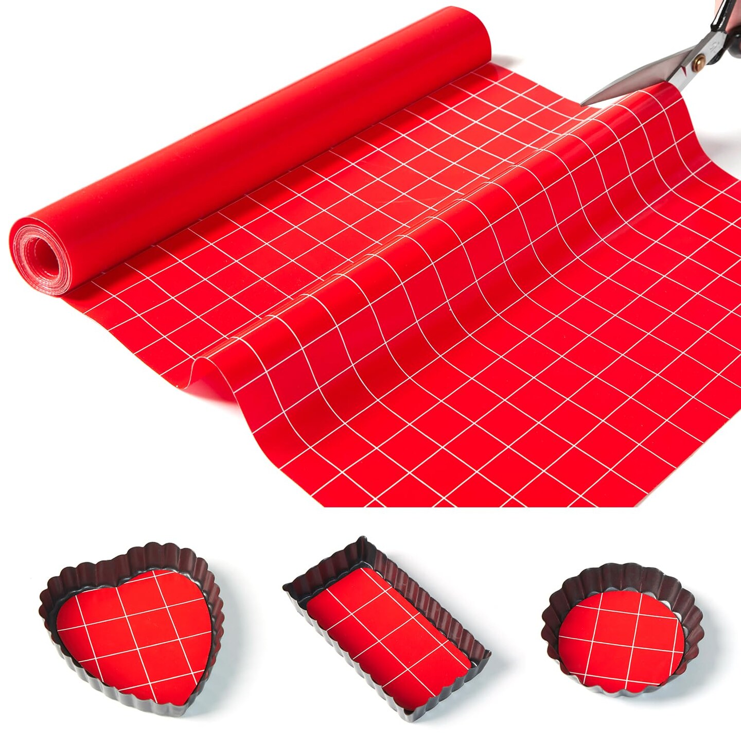 Silicone Baking Mat Roll 16IN*5FT Free Cutting, Non-Slip Pastry Mat, Non-Stick Reusable Air Fryer Liner, Oven Liners, Freeze Dryer Mat, Easily Cut to Size Fit All Ovens Pans Tins Dishes