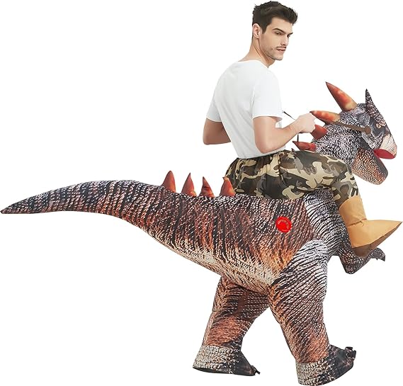 GOOSH Inflatable Dinosaur Halloween Costume Riding Stegosaurus for Kids and Adults