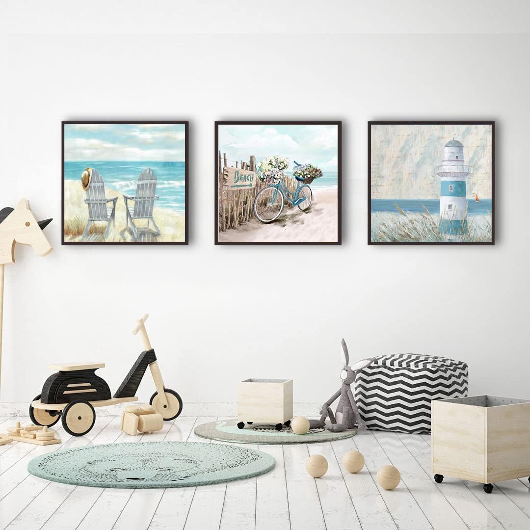 4 Pack Beach Diamond Art Kits for Adults Beginners,Full Round Drill DIY Diamond Painting Kits