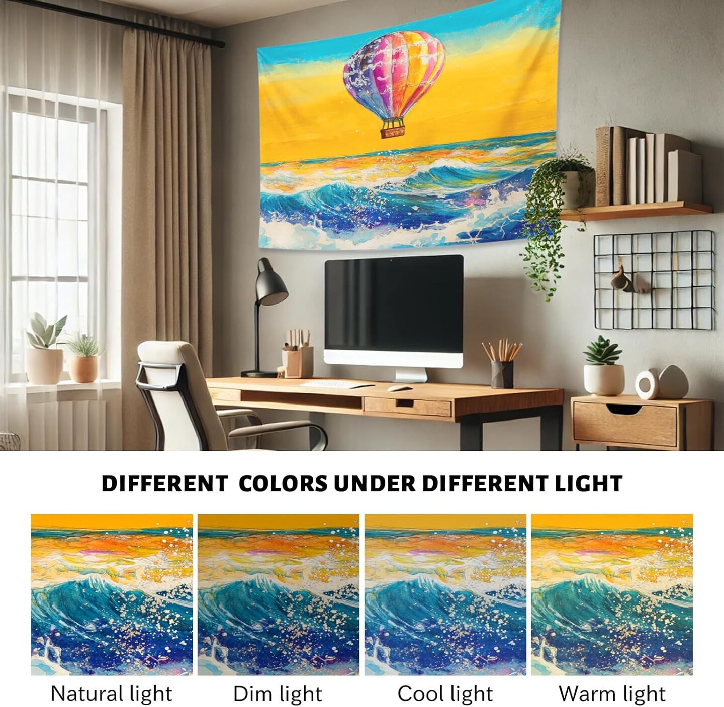 Hot Air Balloon Sunset Tapestry Wall Art Decor 60x50 Inch