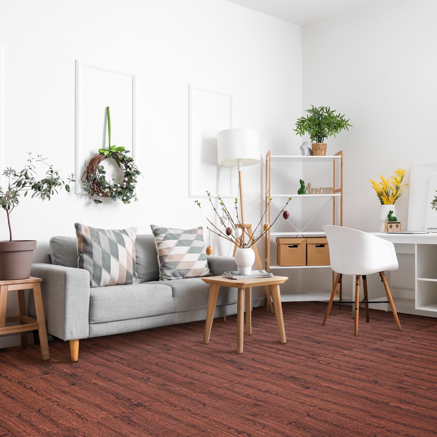 Sorbus Wood Grain Floor Tiles Foam Mat EVA Interlocking Mats Tile 3/8-Inch Thick Flooring Wood Puzzle Exercise Mats w/ Borders