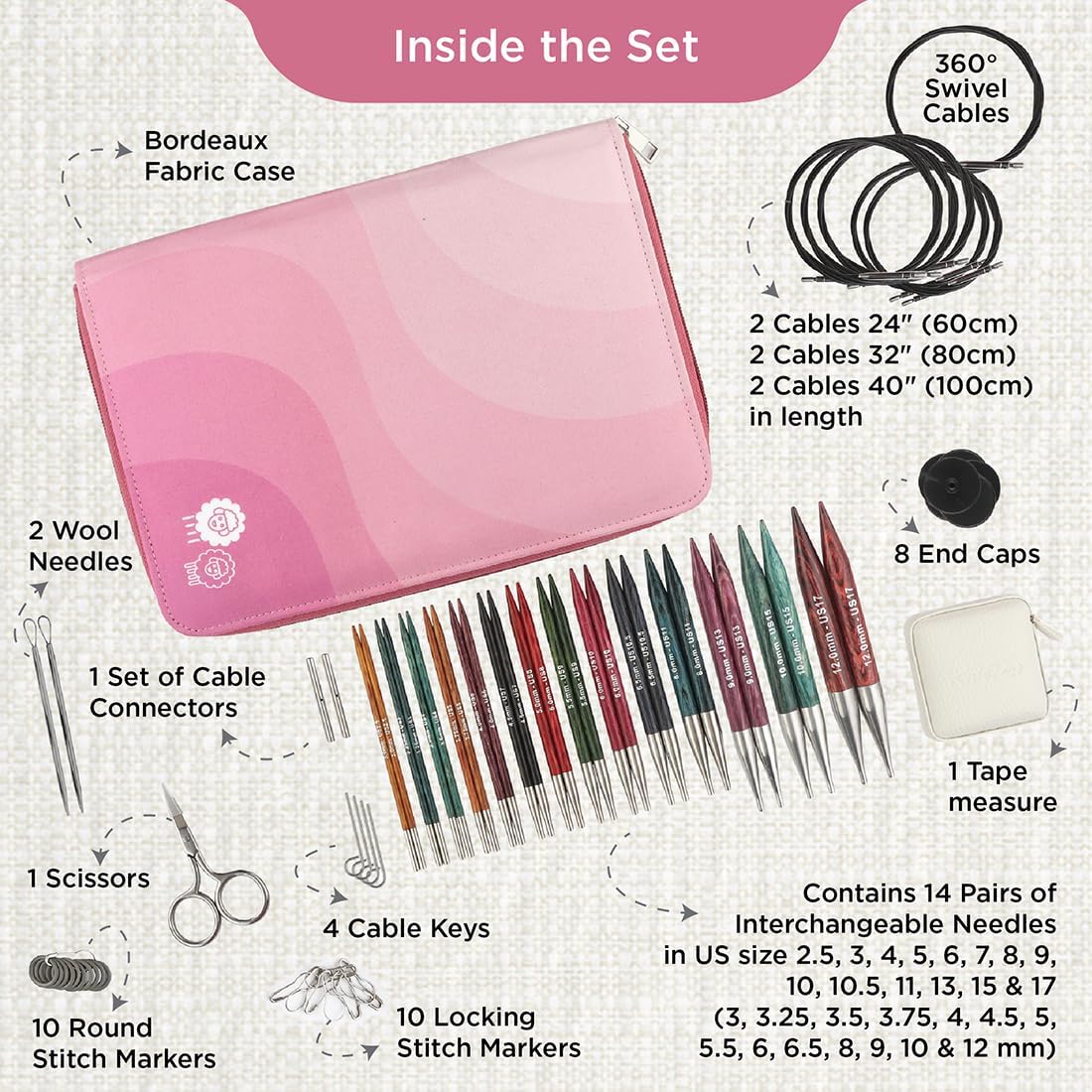 KnitPro Dreamz Grande Interchangeable Circular Knitting Needle Set 5" (13cm)