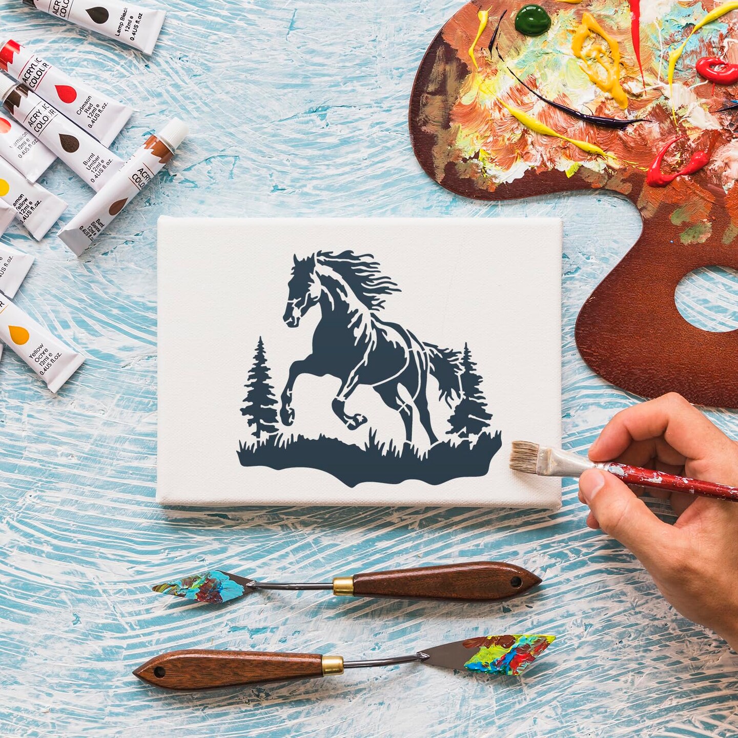 Forest Animal Stencils Bear Deer Stencils for Wood Burning Reusable Wildlife Mountain Pine Tree Stencil for Painting on Wood Wall Fabrics DIY Crafts