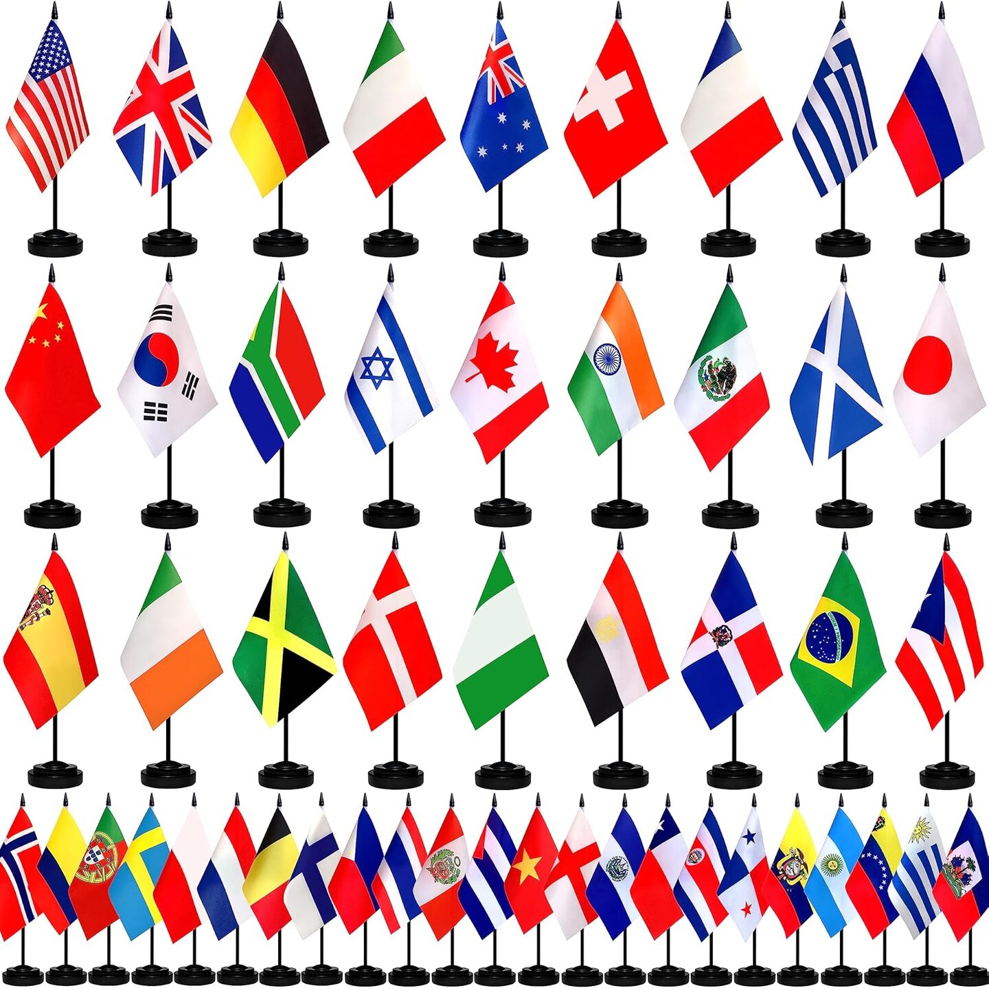 Pack of 12 China Mini Flags – 4"x6" Polyester Desk & Hand Waving Set