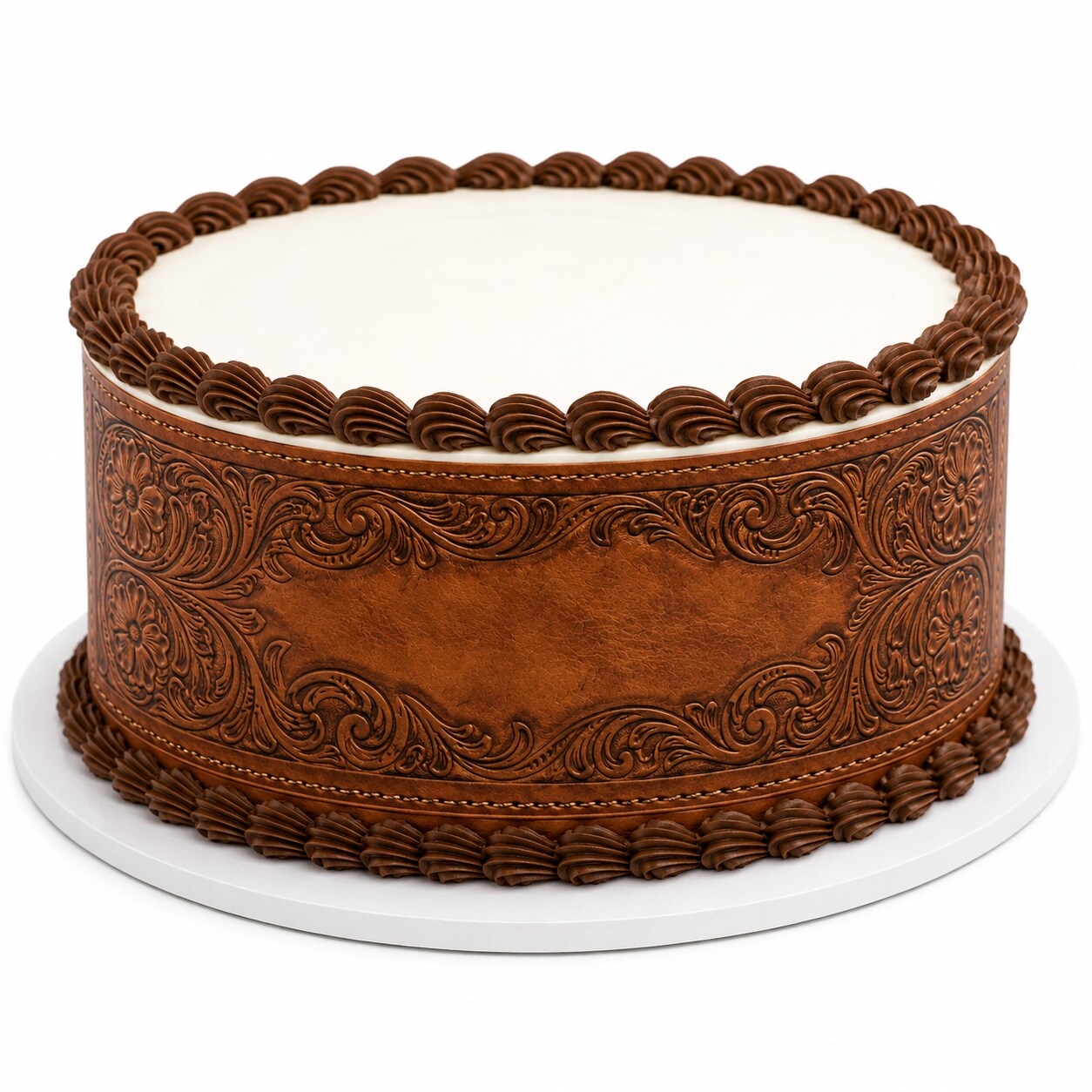 Tooled Leather Edible Cake Side Strip Image, Personalized (5 Size ...