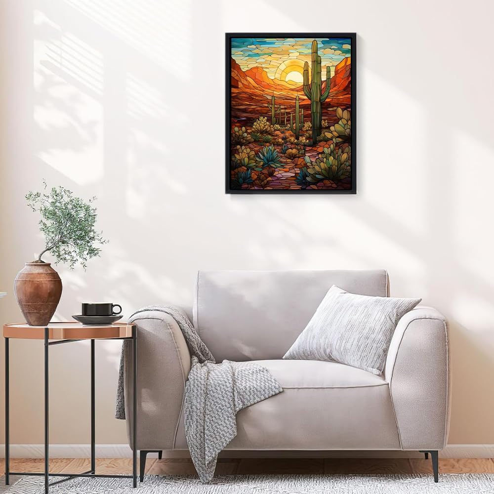 Paint by Numbers Kit for Adults - Cactus DIY Adult Paint by Number Kits Wilderness Landscape Acrylic Canvas Painting for Adults Beginners Kids Art Crafts Without Frame