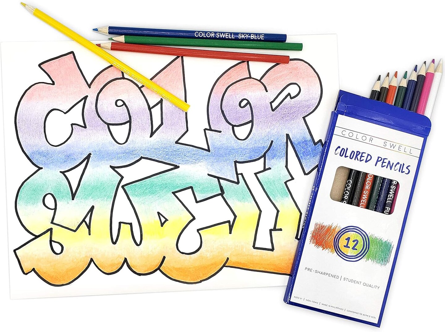 Color Swell Bulk Colored Pencils &#x2013; 12 Sets, 144 Pre-Sharpened Assorted Vibrant Colors &#x2013; Ideal for Kids, Teachers, and Classroom Supplies