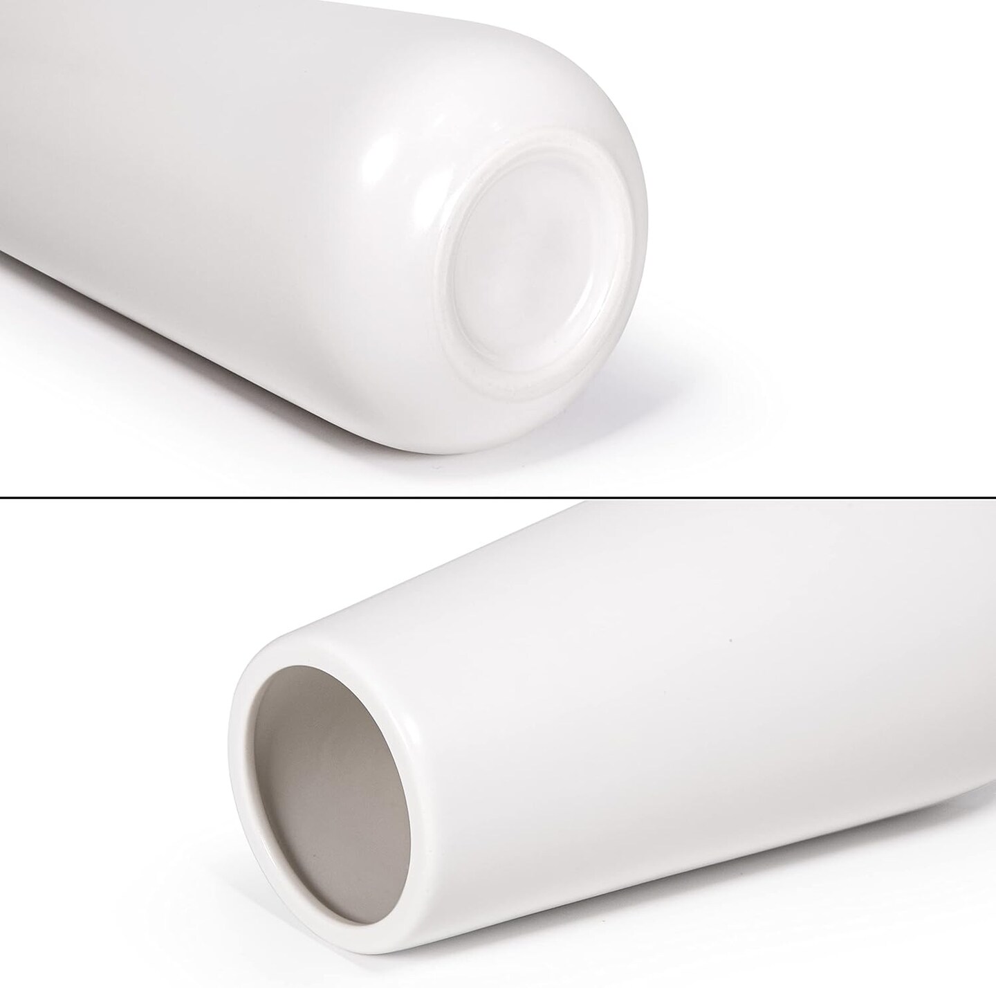 8 Inch Ceramic Flower Vase Matte Finishing, Minimalist Design for Home Décor, Bedroom, Living Room, Centerpieces, Office, White, VS-XH-D-1