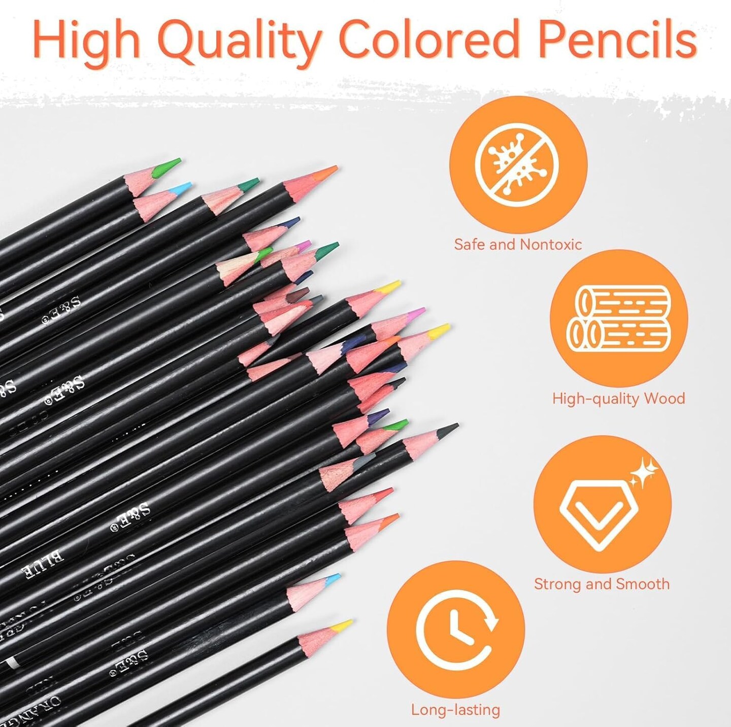 Colored Pencils 12Pcs, Pre-sharpened Super Soft Core Lead, Kid&#x27;s Colored pencils, Drawing Pencils, Wooden Lead Pencils