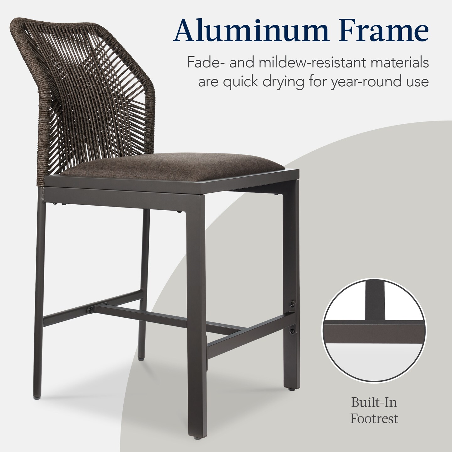 Best Choice Products Set of 2 Indoor Outdoor Counter Height Barstools w/ All-Weather Rope & Aluminum