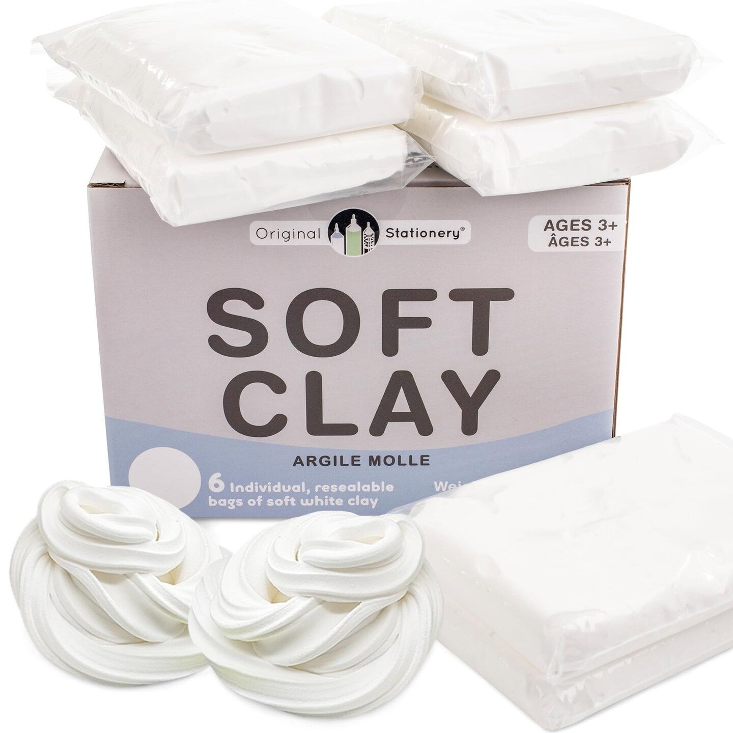 Original Stationery Soft Clay for Slime Making, Moldable Modeling Clay for Kids, Add to Glue and Shaving Foam for Butter Slimes, 1.3 Lbs/600g, Fun Easter and Birthday Gift, Slime Mix Ins Supplies
